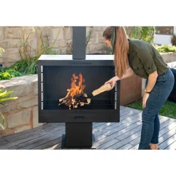 Grillkamin Stahl schwarz 90 x 160 x 50 cm