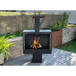 Grillkamin Stahl schwarz 90 x 160 x 50 cm