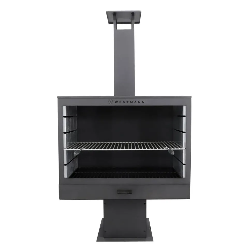 Grillkamin Stahl schwarz 90 x 160 x 50 cm