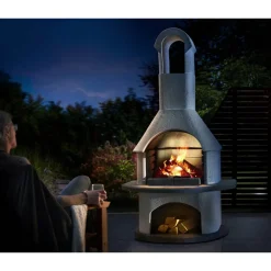 Grillkamin 'Valenzia' weiß/anthrazit 110 x 203 x 65 cm