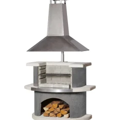 Grillkamin 'Zürich' weiß, anthrazit 110 x 197 x 65 cm