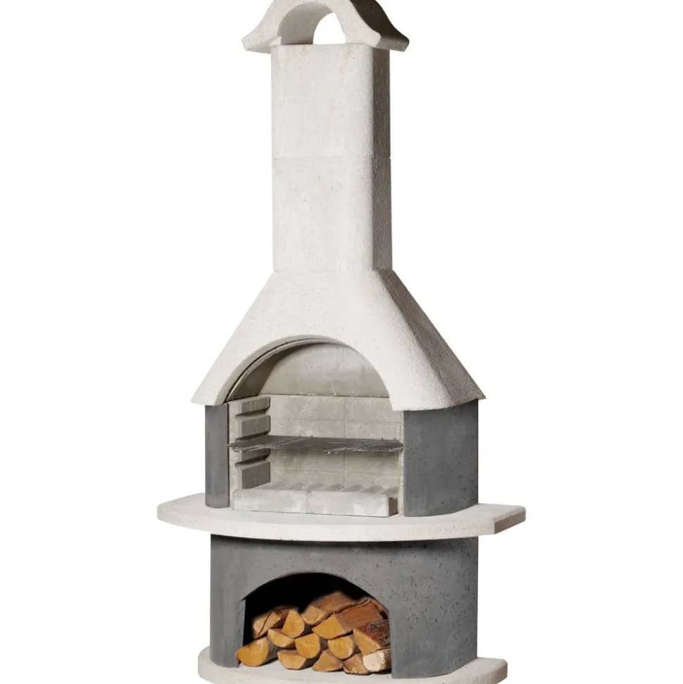 Grillkamin 'Meran' weiß/anthrazit 110 x 210 x 65 cm