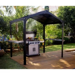 Grillpavillon 'Austin' schwarz 240 x 181 cm Polycarbonat grau