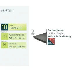 Grillpavillon 'Austin' schwarz 240 x 181 cm Polycarbonat grau
