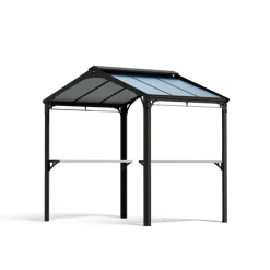 Grillpavillon 'Austin' schwarz 240 x 181 cm Polycarbonat grau
