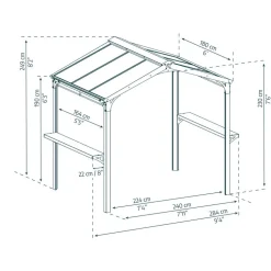 Grillpavillon 'Austin' schwarz 240 x 181 cm Polycarbonat grau