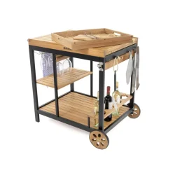 Grillwagen 'Jack' Akazienfarben/schwarz 92 x 82 x 64 cm