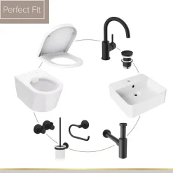 Gästebad-Set 'Perfect Fit' weiß/schwarz 8-teilig