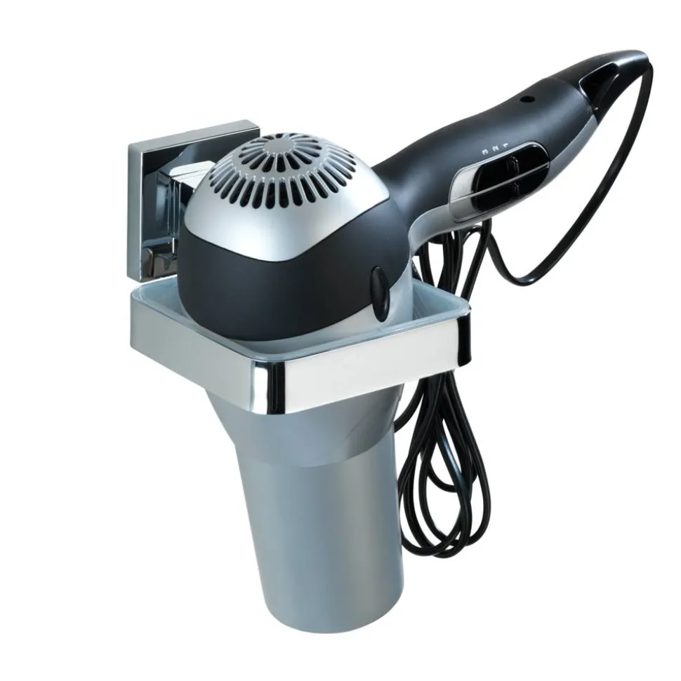 Haartrocknerhalter 'Vacuum-Loc Quadro' Edelstahl glänzend