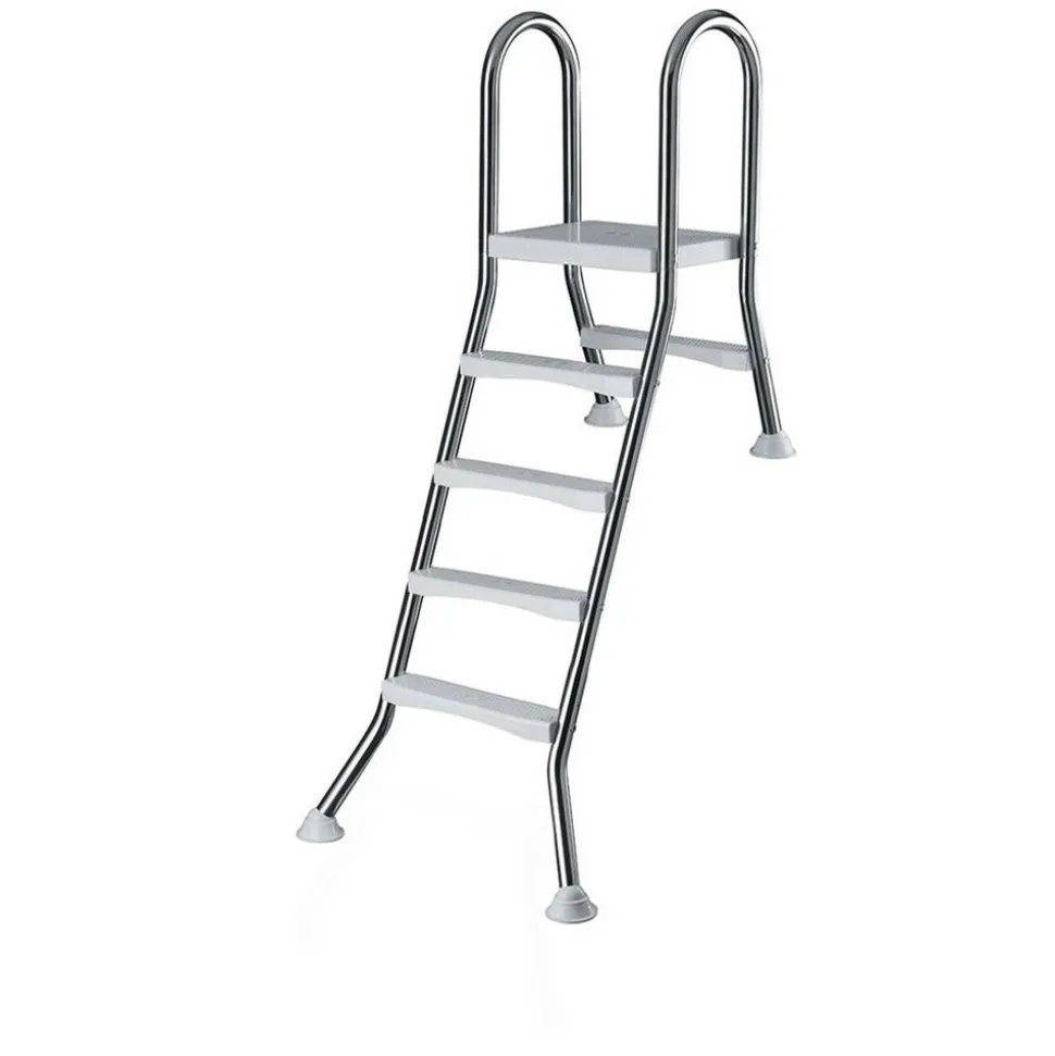Halbhochbeckenleiter Edelstahl 4 + 1 Stufen, 120 x 40 cm