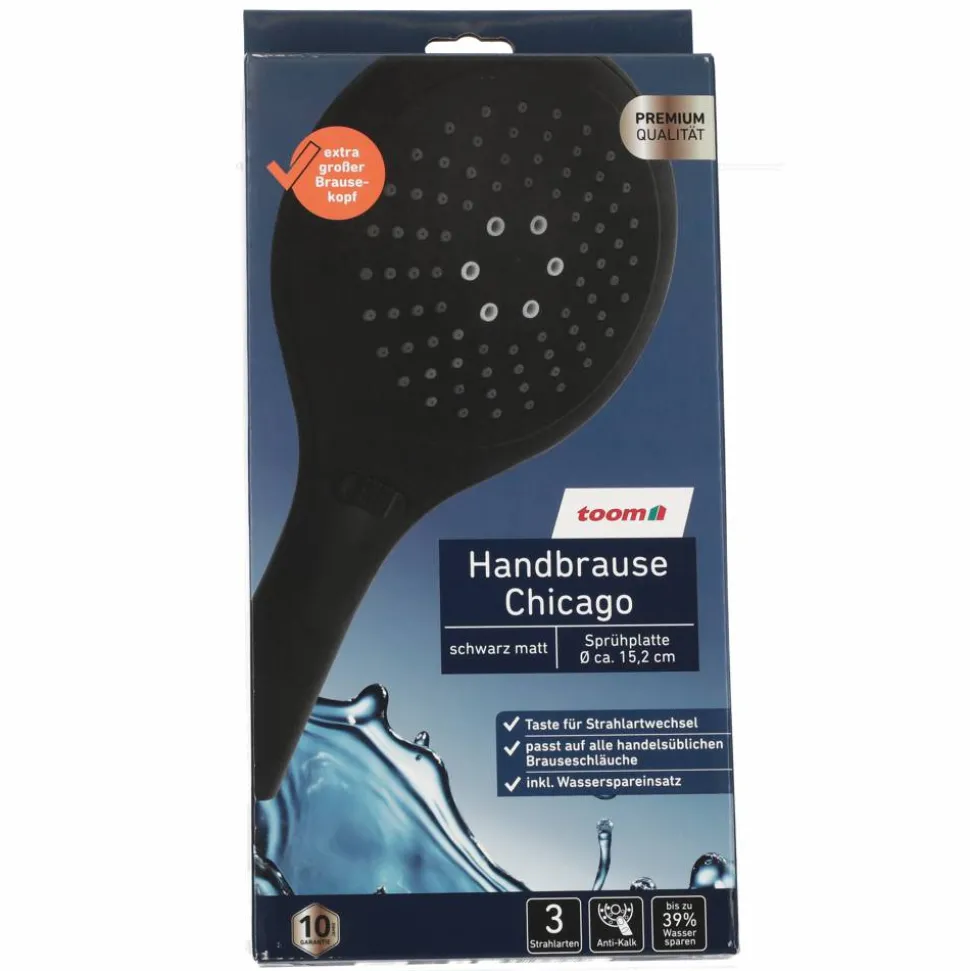 Handbrause 'Chicago' mattschwarz Ø 15,2 x 27,5 cm