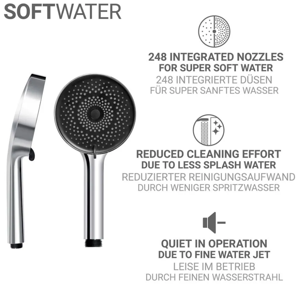 Handbrausen-Set 'Softwater' Edelstahl chromfarben 3-teilig