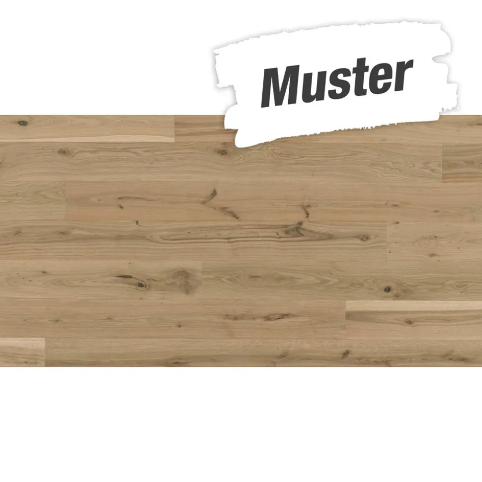Handmuster zum Parkett 'Basic 11-5' Eiche weiß naturgeölt hellbraun 11,5 mm