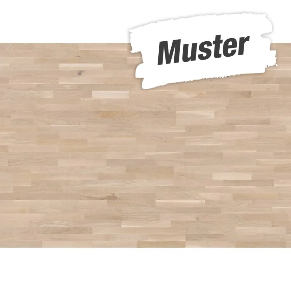 Handmuster zum Parkett 'Basic 11-5' Eiche weiß hellbraun 11,5 mm