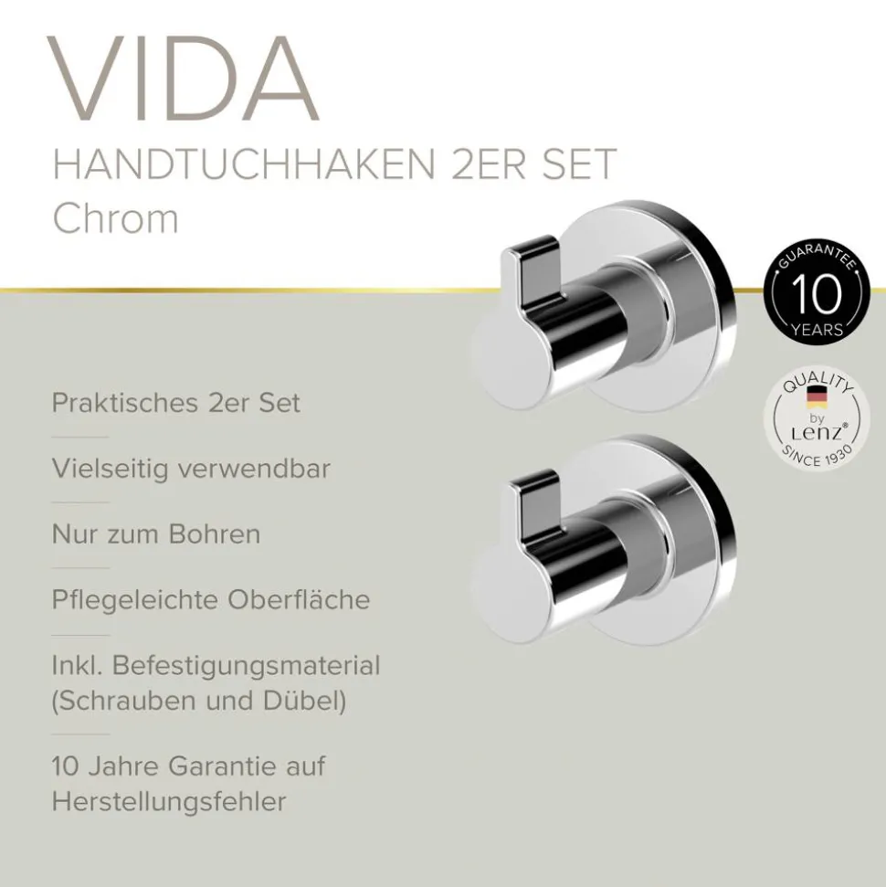 Handtuchhaken 'Vida' rund verchromt 2 Stück