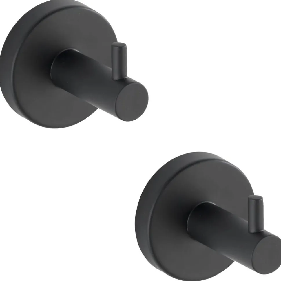 Handtuchhaken-Set 'Uno Bivio' Edelstahl schwarz 2-teilig