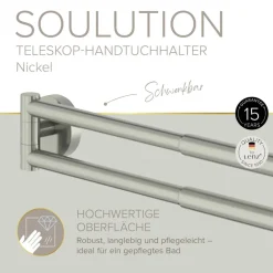 Handtuchhalter 'Soulution' doppelreihig nickelfarben 37-52 cm
