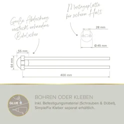 Handtuchhalter 'Vida' doppelreihig verchromt 40 cm
