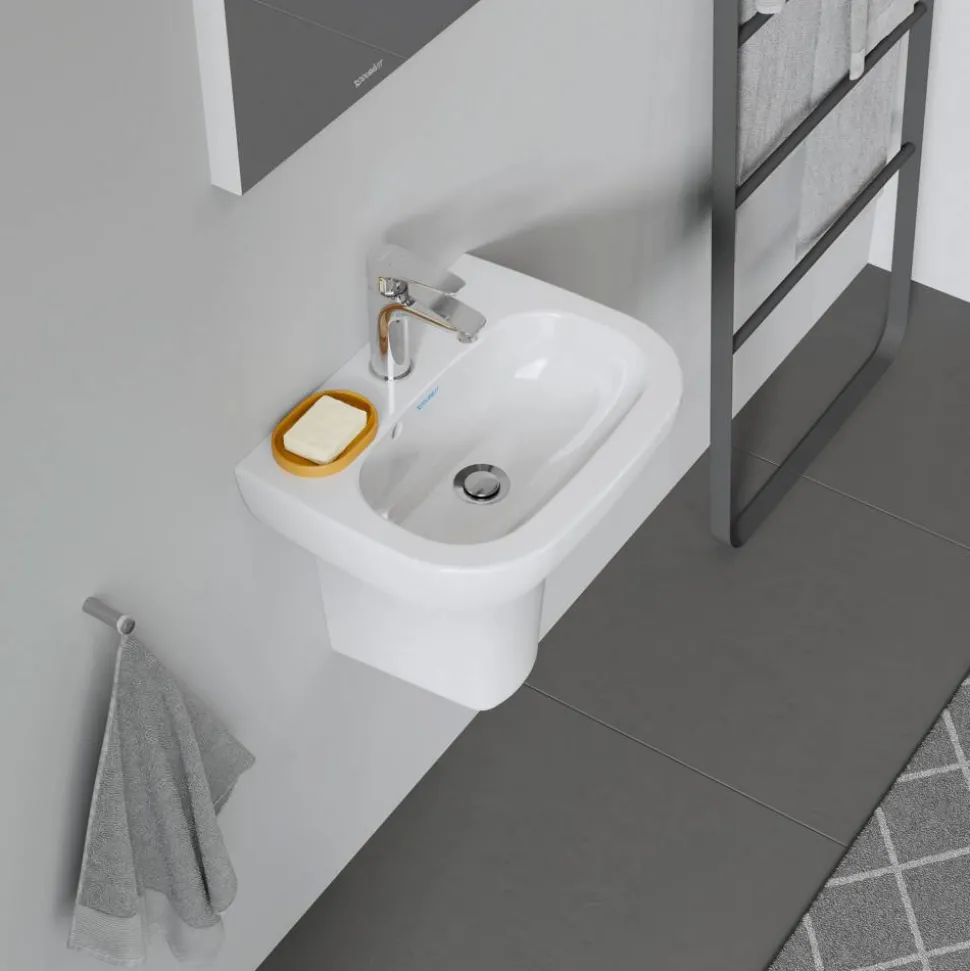 Handwaschbecken halbrund 'D-Code' weiß 45 x 14,5 x 34 cm