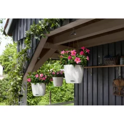 Hängeampel 'NIDO Cottage' Kunststoff weiß Ø 27 x 23 cm