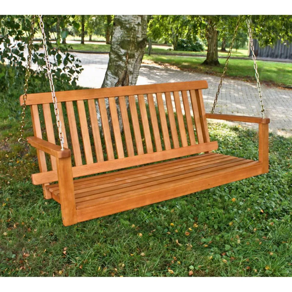 Hängebank 'Marlene' 2-Sitzer Eukalyptusholz braun 130 x 56 x 63 cm