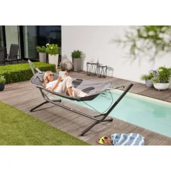 Hängematte 'Panama' mit Gestell schwarz 305 x 104 x 105 cm