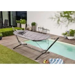 Hängematte 'Panama' mit Gestell schwarz 305 x 104 x 105 cm