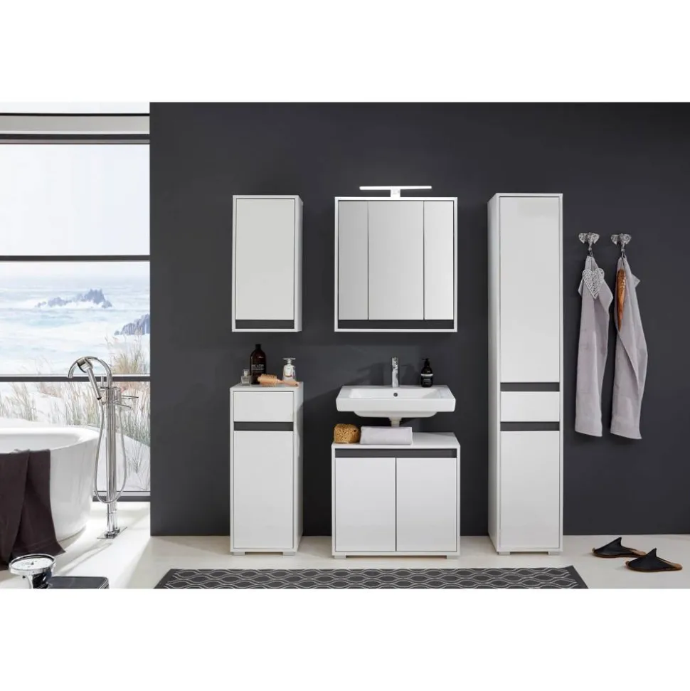 Hängeschrank 'Sol' weiß lackiert 35 x 73 x 23 cm