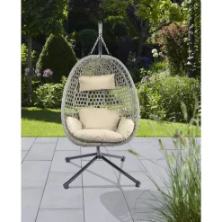 Hängesessel 'Kira' mit Gestell beige 95 x 196 x 103 cm
