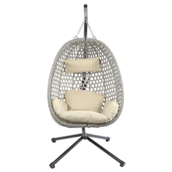 Hängesessel 'Kira' mit Gestell beige 95 x 196 x 103 cm