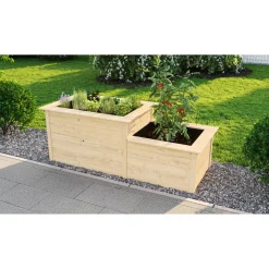 Hochbeet '669' mit Stufe naturfarben 217,6 x 91,7 x 58/81 cm