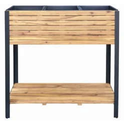 Hochbeet 'Leonie' Akazienholz/Stahlrahmen naturfarben/schwarz 90 x 100 x 31 cm