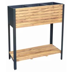 Hochbeet 'Leonie' Akazienholz/Stahlrahmen naturfarben/schwarz 90 x 100 x 31 cm