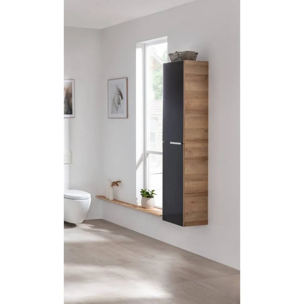 Hochschrank 'B.Brillant' anthrazit glänzend 30 x 162 x 31,9 cm