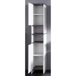 Hochschrank 'California' weiß, silbern 32 x 180 x 28 cm