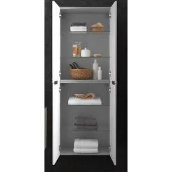 Hochschrank 'Flair' weiß/schwarz 62,8 x 163,3 x 32 cm