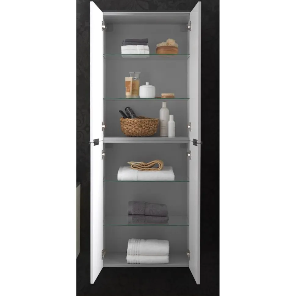 Hochschrank 'Flair' weiß/schwarz 62,8 x 163,3 x 32 cm