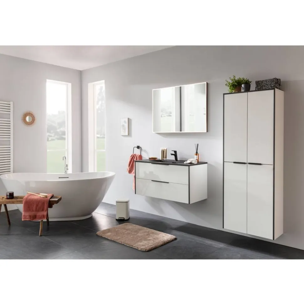 Hochschrank 'Flair' weiß/schwarz 62,8 x 163,3 x 32 cm