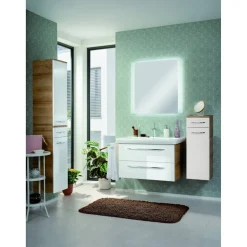 Hochschrank 'Milano' braun, weiß foliert 30,5 x 165,5 x 32 cm