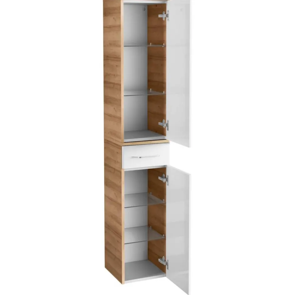 Hochschrank 'Milano' braun, weiß foliert 30,5 x 165,5 x 32 cm