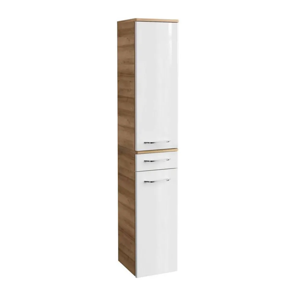 Hochschrank 'Milano' braun, weiß foliert 30,5 x 165,5 x 32 cm