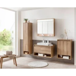 Hochschrank 'Natura' braun matt 38 x 166,5 x 32 cm links