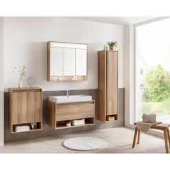 Hochschrank 'Natura' braun matt 38 x 166,5 x 32 cm rechts