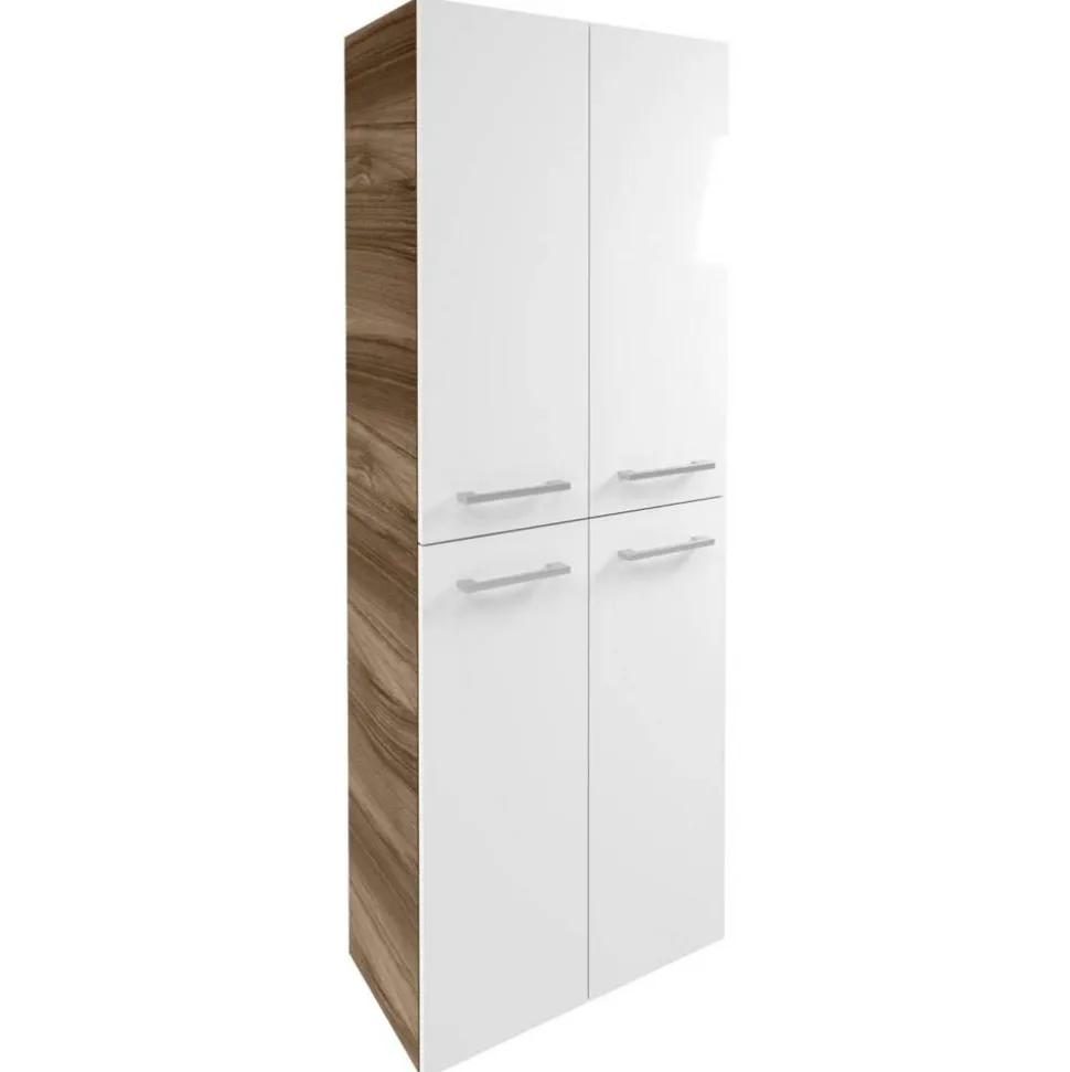 Hochschrank 'Verona' braun, weiß glänzend 60 x 162 x 31,8 cm