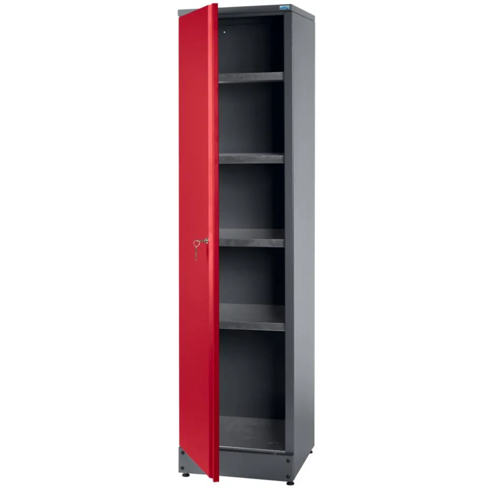 Hochschrank Eintürig mit 4 Fachböden dunkelrot 45,5 x 180 x 45 cm