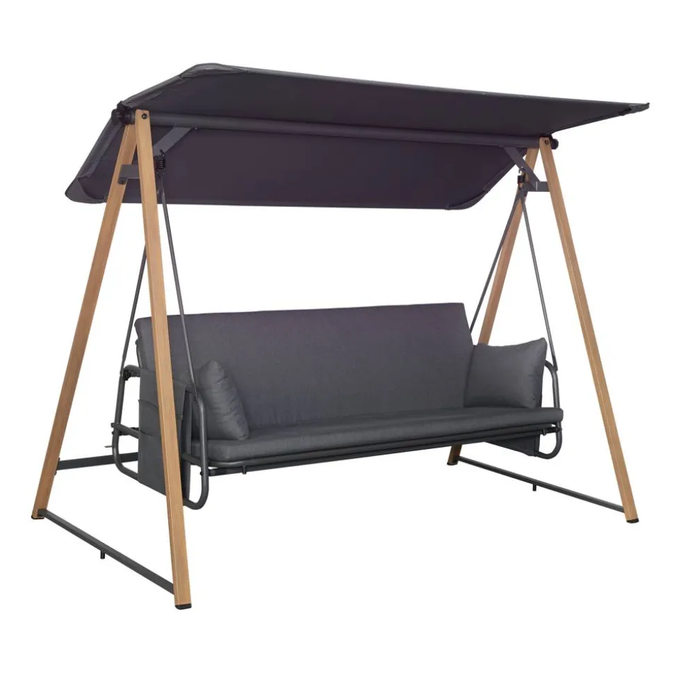 Hollywoodschaukel 'Elena' 3-Sitzer grau 242 x 135 x 173 cm