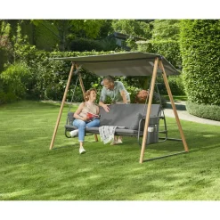 Hollywoodschaukel 'Elena' 3-Sitzer grau 242 x 135 x 173 cm