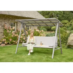 Hollywoodschaukel 'Runa' 3-Sitzer taupe 235 x 135 x 181 cm