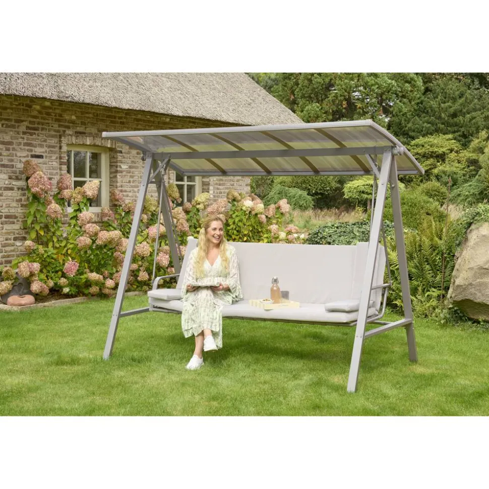 Hollywoodschaukel 'Runa' 3-Sitzer taupe 235 x 135 x 181 cm