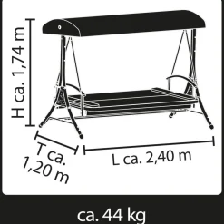 Hollywoodschaukel 'Sophia' 3-Sitzer anthrazit 240 x 174 x 120 cm